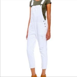 AG Finn White Denim Overalls size 26R
